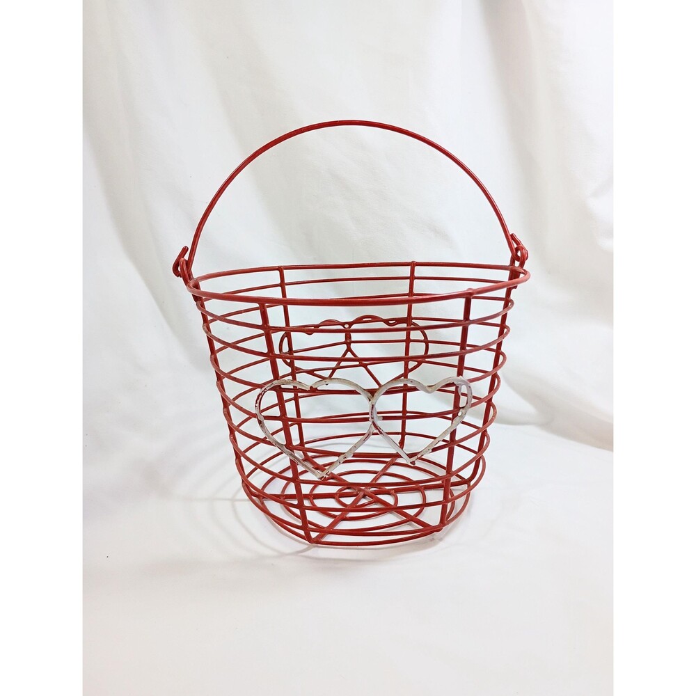 Wire Valentine Heart Basket with Handle